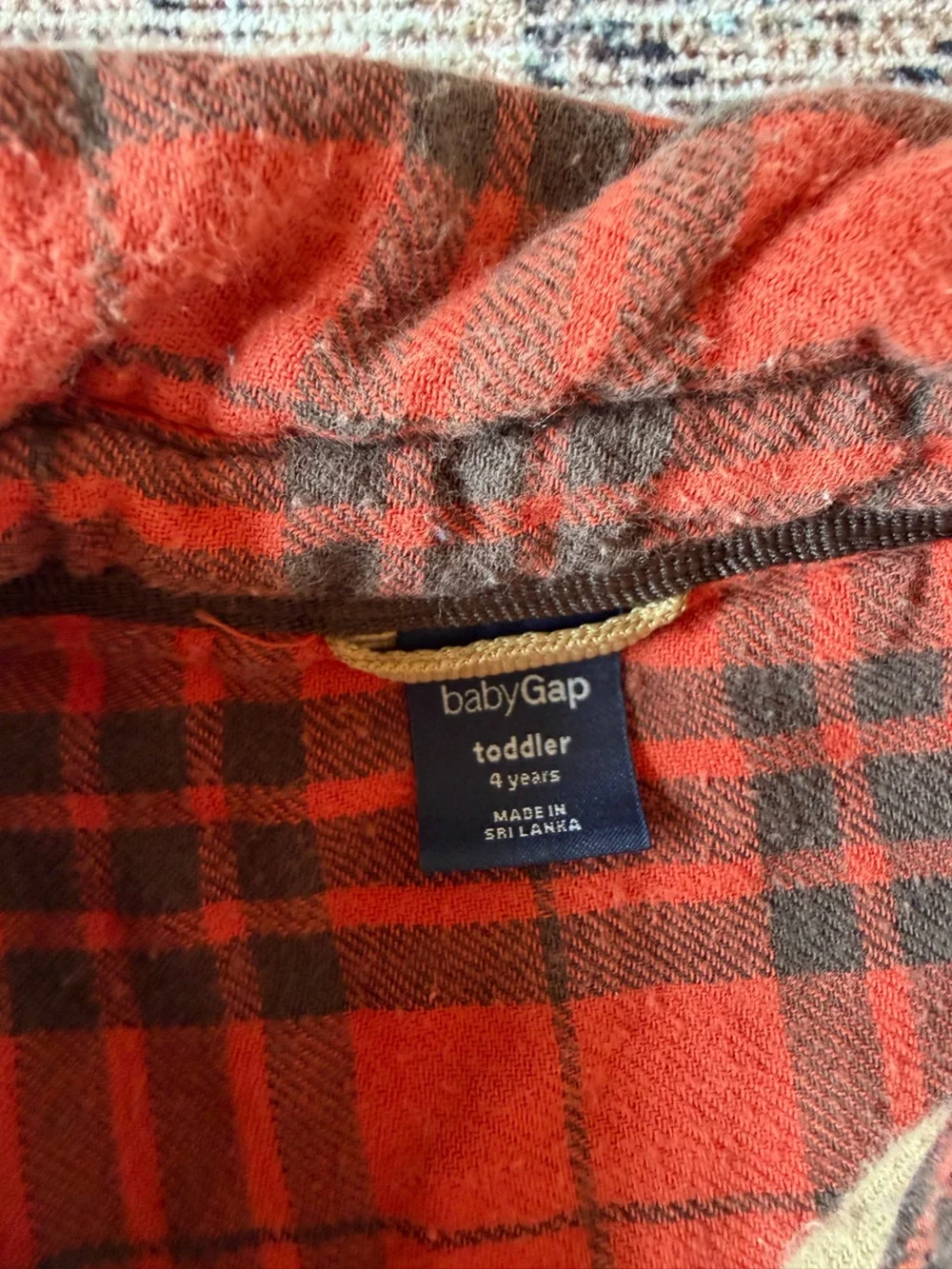 GAP Orange and Brown Flannel Plaid Button-Down Kids Shirt
